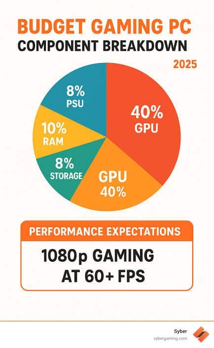 Pie chart showing recommended gaming PC budget